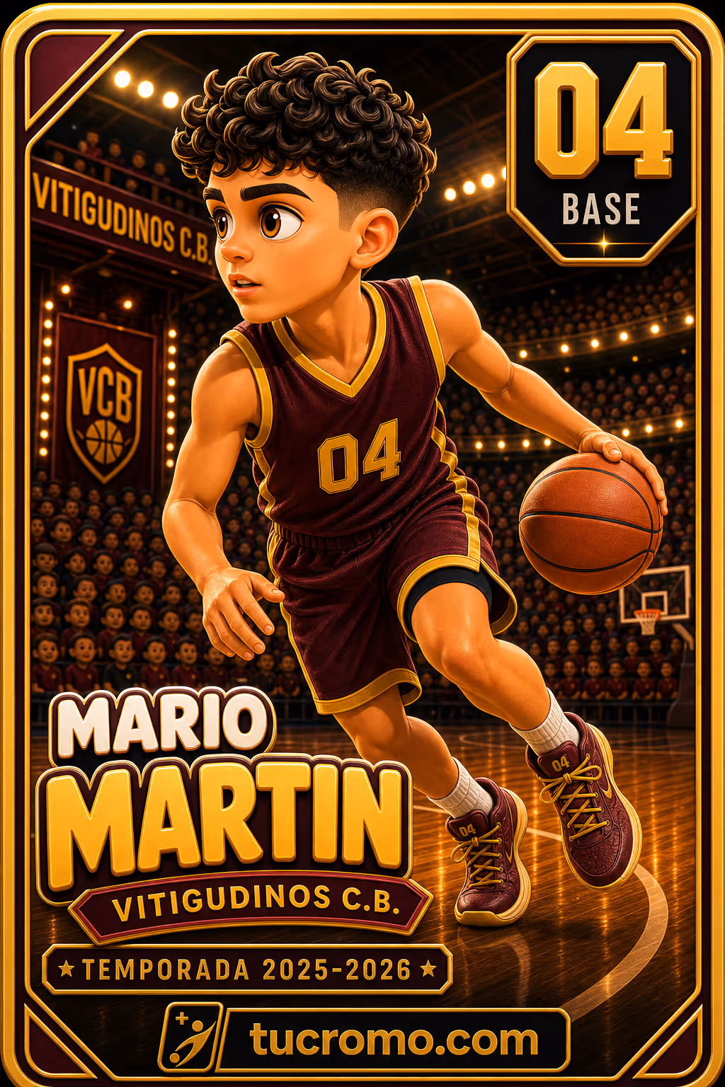 Cromo de Mario Martin en caricatura 3D de baloncesto